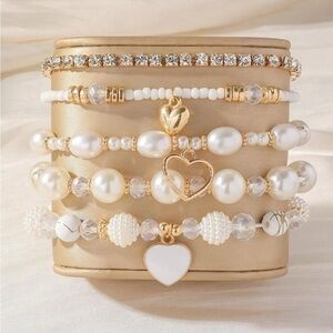 Gold and White Bracelet Set